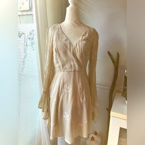 Free People Nude Embroidered Tunic